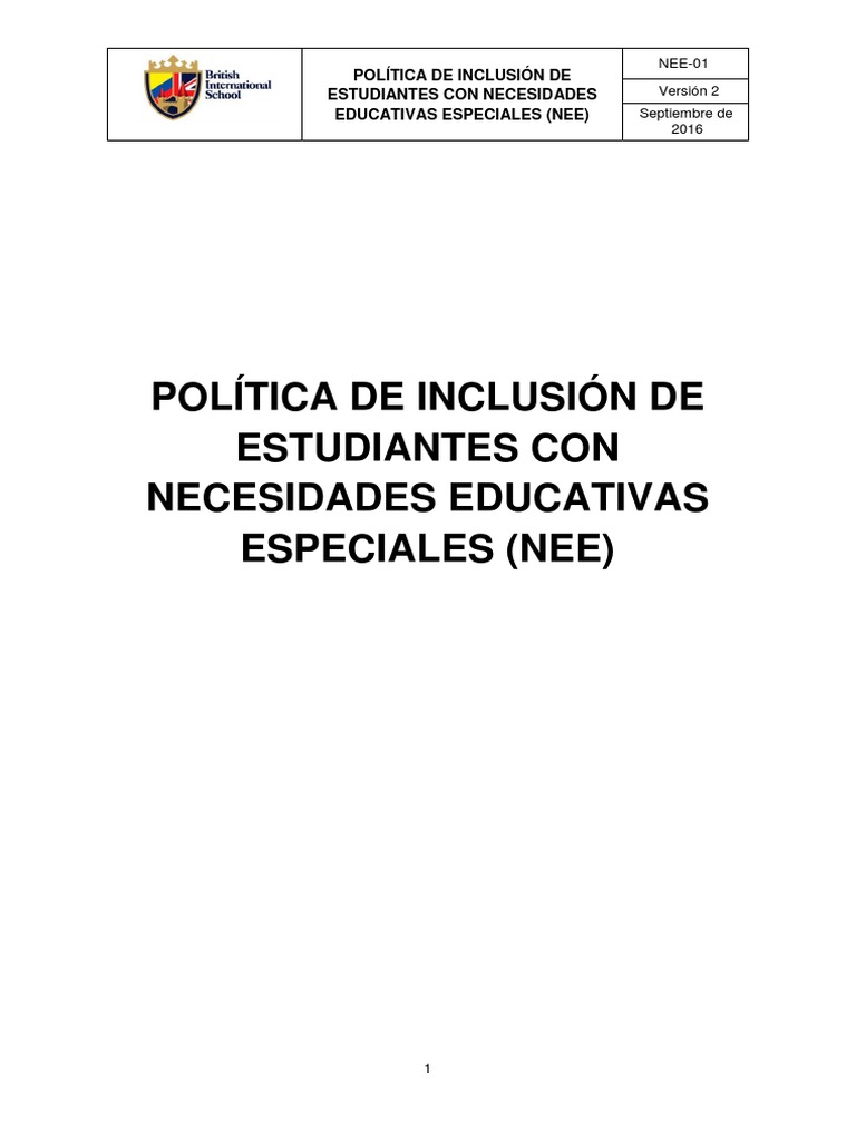 Inclusión de Estudiantes con NEE | PDF | Plan de estudios | Evaluación
