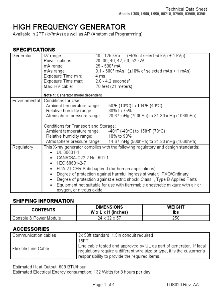 High Frequency Generator Specifications PDF Electrical Engineering