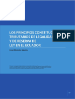 Principios Constitucionales Tributario de Legalidad y de Reserva de Ley en El Ecuador