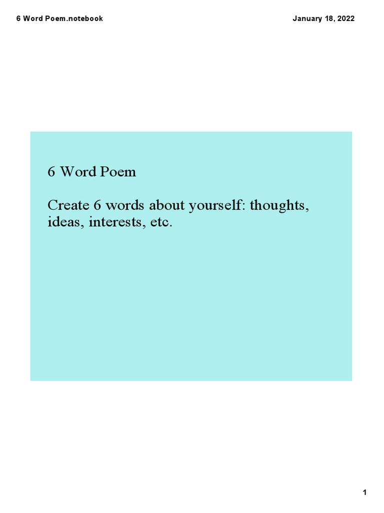 6 Word Poem PDF