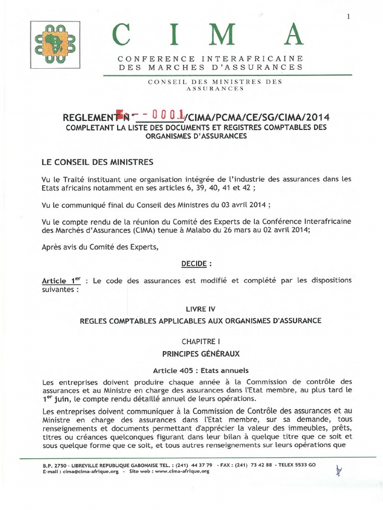 Reglement - 00001 CIMA PCMA CE SG CIMA - 2014 | PDF