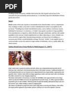 Retailing:: Retail Consists of The Sale of Goods or Merchandise From A Fixed Location, Such As A Department