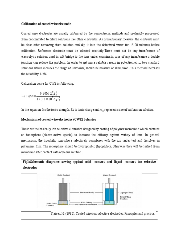Calibration of Coated Wire Electrode PDF Ph Solution