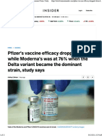 Pfizers Vaccine Efficacy Dropped To 42% While Moderna's Was at 76% When The Delta Variant Became The Dominant Strain, Study Says