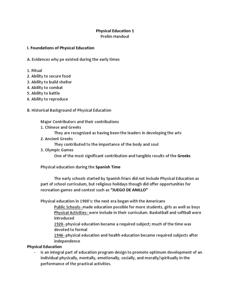 Foundations of Physical Education A Comprehensive Overview of the