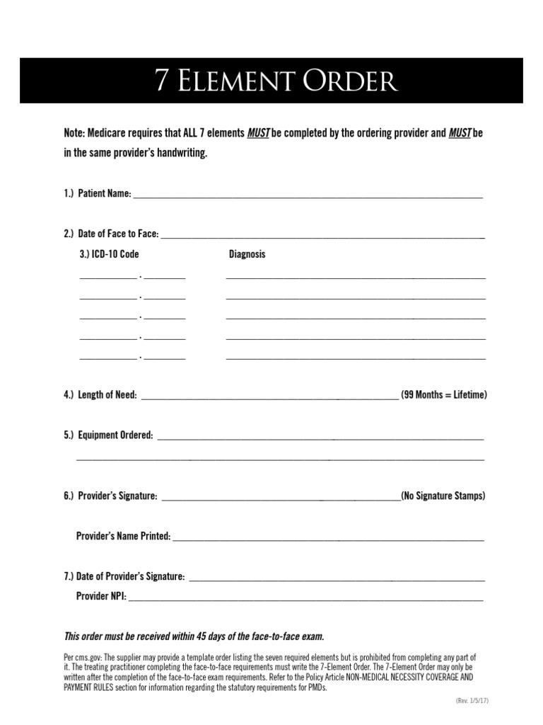 7 Element Order: in The Same Provider's Handwriting | PDF