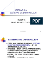 Asignatura Sistemas de Informacion: Docente Prof. Ricardo O.Rivas