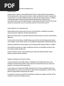 Selection and Formulation of Balance Diet