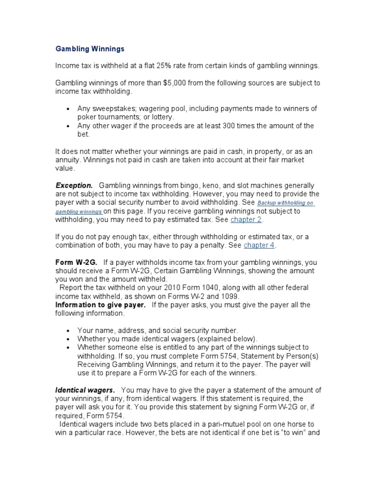 Gambling Winnings Self Employment Tax
