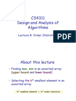 CS4311 Design and Analysis of Algorithms: Lecture 8: Order Statistics