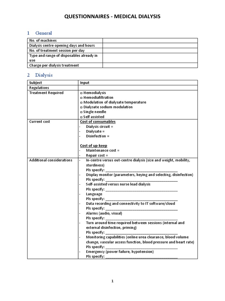 RFQ Form - Hemodialysis Machine | PDF | Hemodialysis | Dialysis