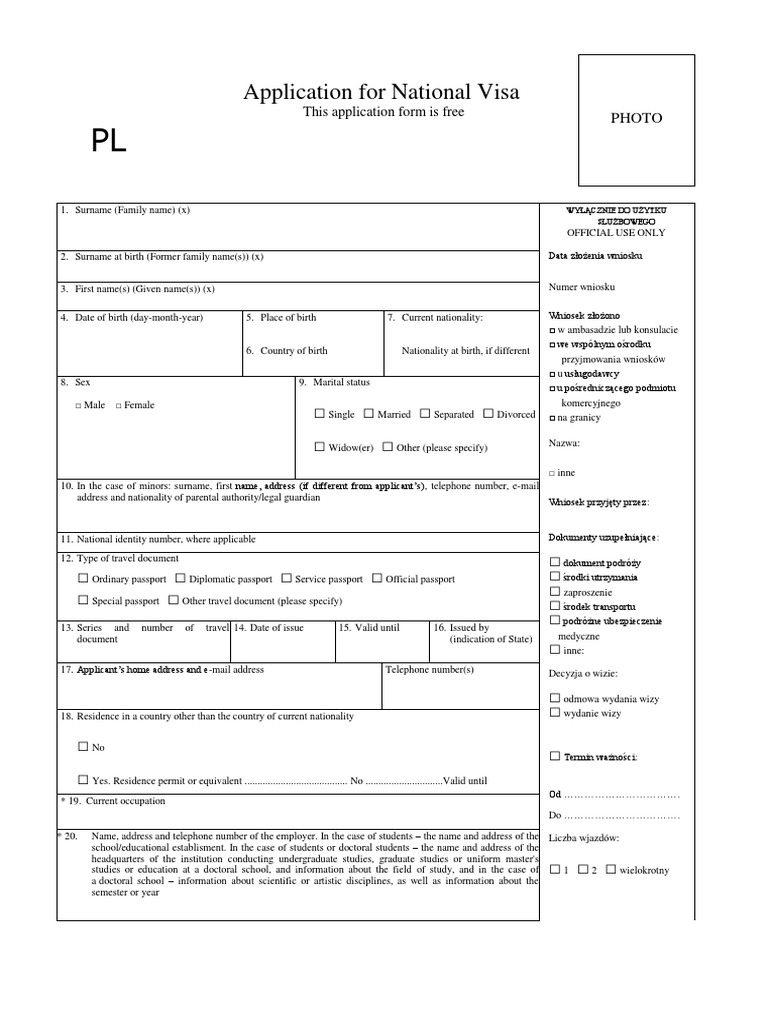 Application For National Visa: This Application Form Is Free | PDF ...