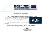 Certificate of Employee - Frederick