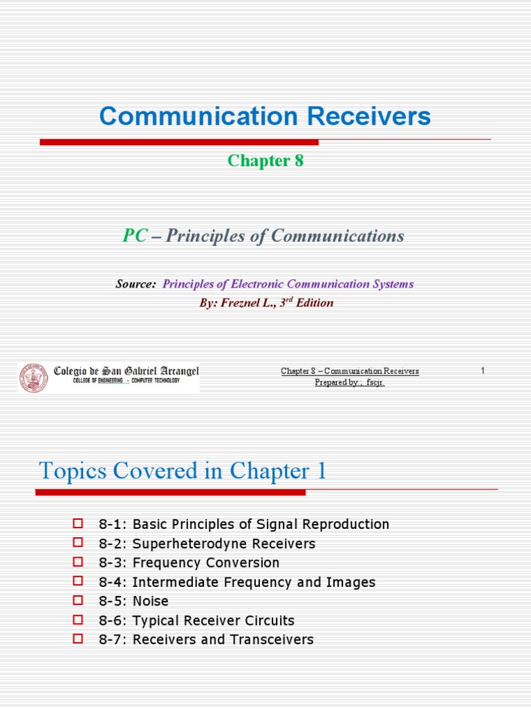 Principles of Communication Receivers | PDF | Detector (Radio) | Signal ...