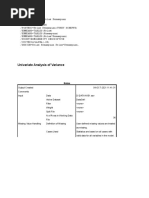 Univariate Analysis of Variance: Notes