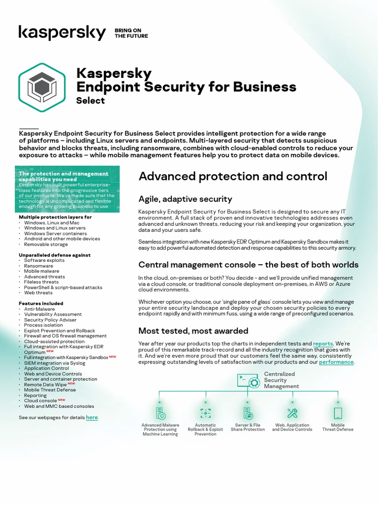 Kaspersky Endpoint Security Select Overview | PDF | Cloud Computing ...
