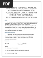 Optical Fibre Experiment Report