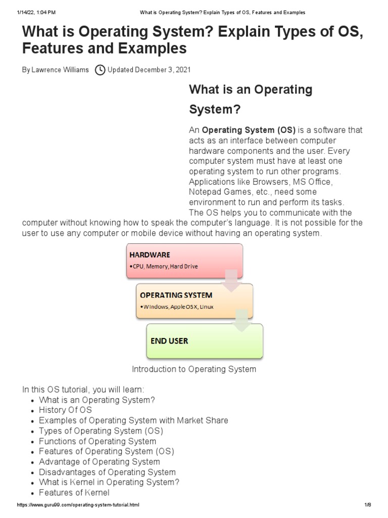 What Is Operating System - Explain Types of OS, Features and Examples ... image.