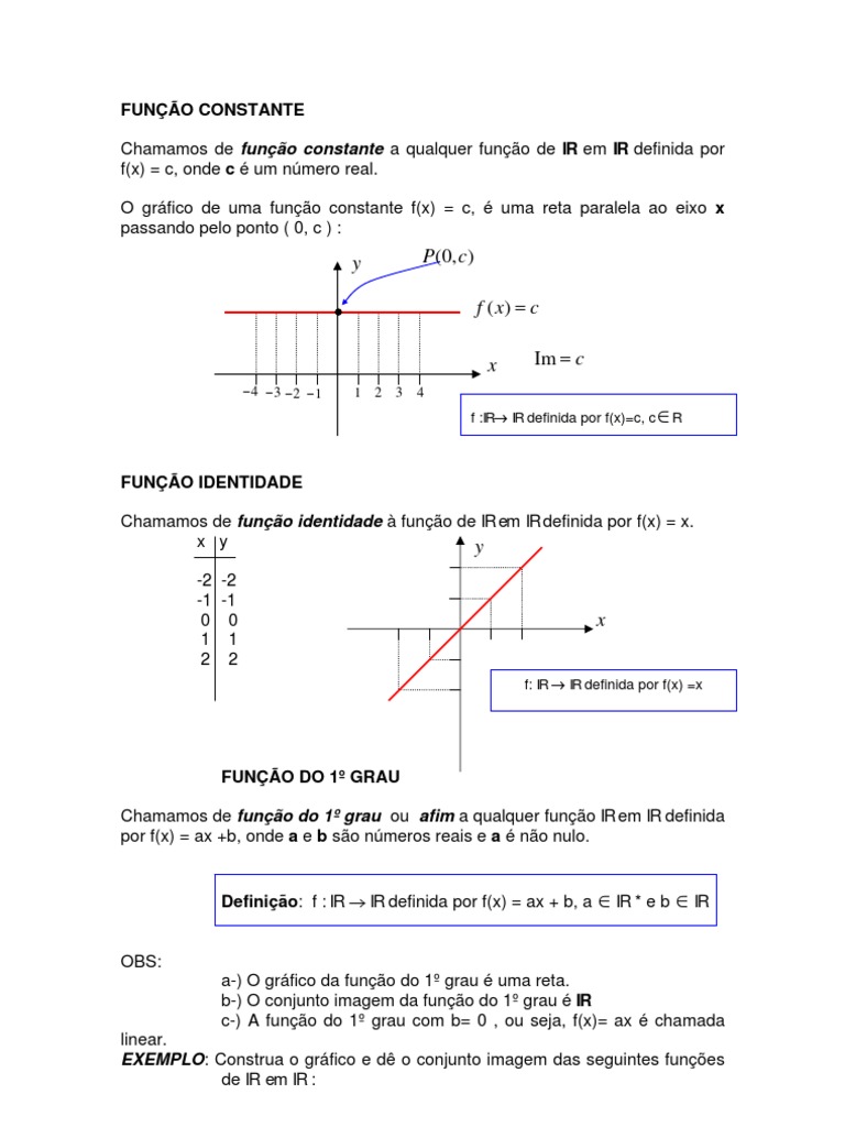 AULA 3 - Funções 1 e 2 Graus | PDF | Função (Matemática) | Equações