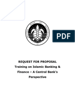 RFP For Consultant For Training On Islamic Banking and Finance - A Central Bank - S Perspective