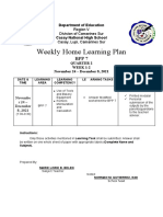 Weekly Home Learning Plan: Region V Division of Camarines Sur Casay, Lupi, Camarines Sur