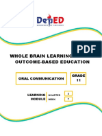 Whole Brain Learning System Outcome-Based Education: Oral Communication Grade 11