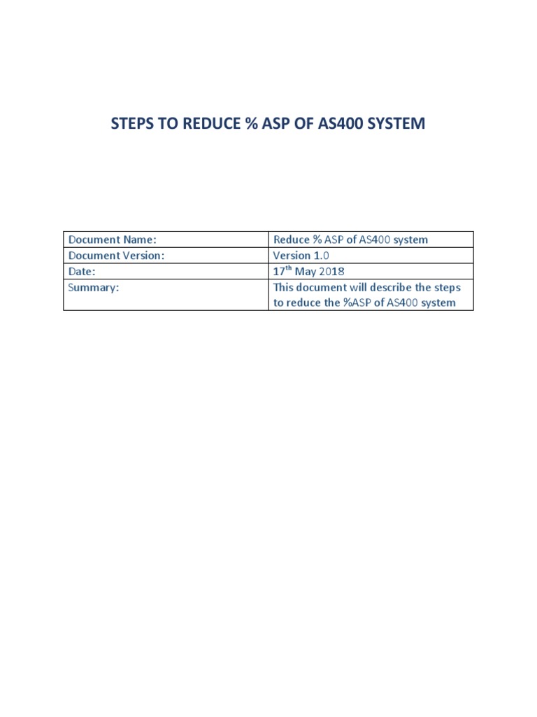 Reduce ASP in AS400 System Steps | PDF