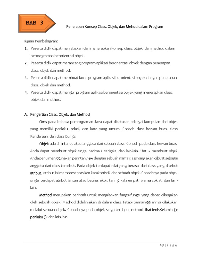 Penerapan Class, Objek, dan Method Java | PDF