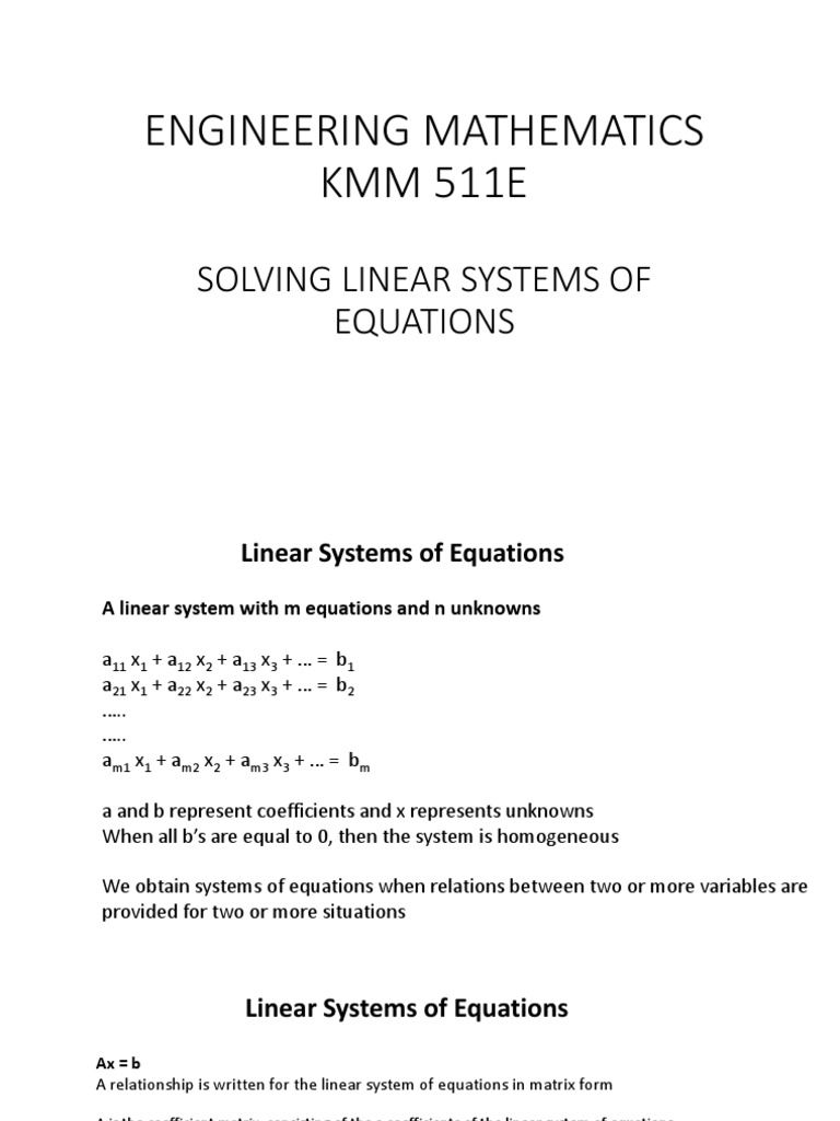 Solving Linear Systems in Engineering | PDF | Matrix (Mathematics ...