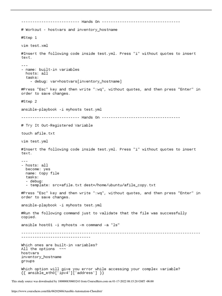 Ansible Hostvars and Playbook Examples | PDF | Computer File | Software ...
