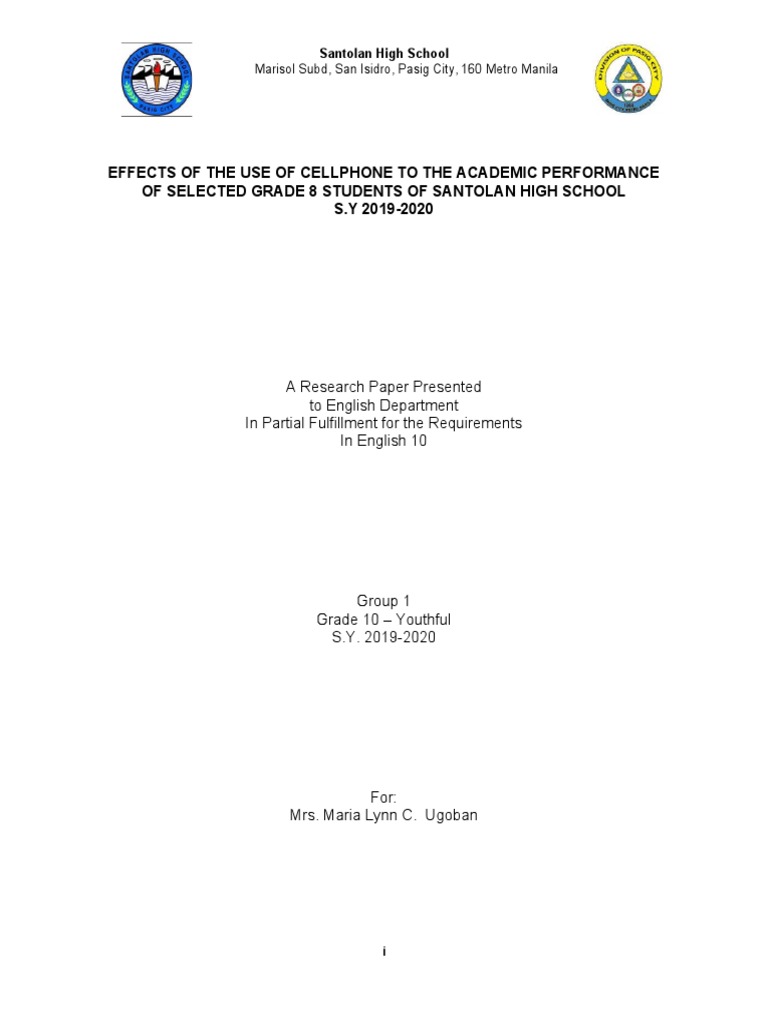 Cellphone Impact on Grade 8 Students | PDF | Mobile Phones | Questionnaire