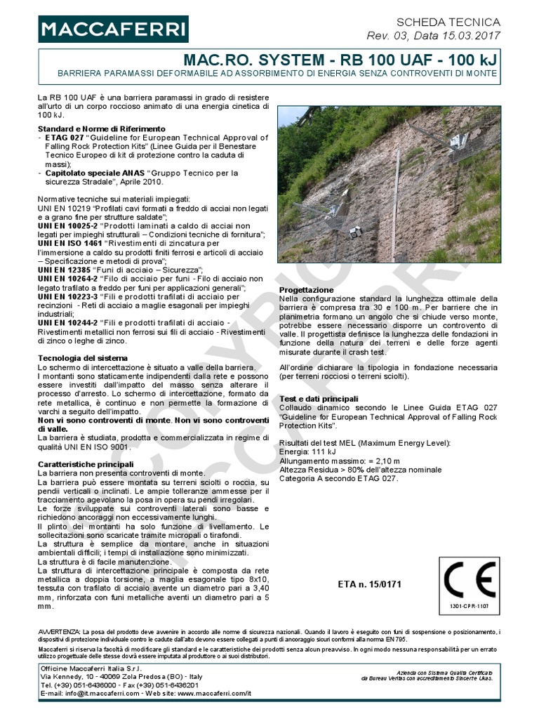TDS RB 100 UAF Rev03 20170315 Ita | PDF