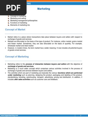 Basics of marketing