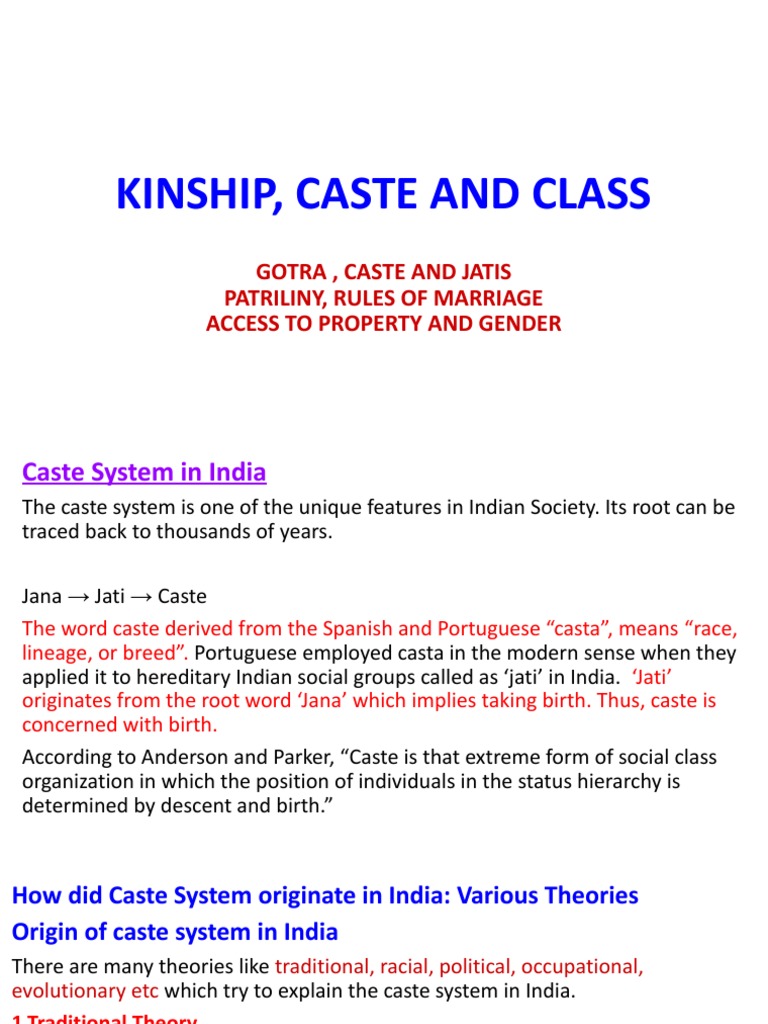 Kinship, Caste, and Class in India | PDF | Caste