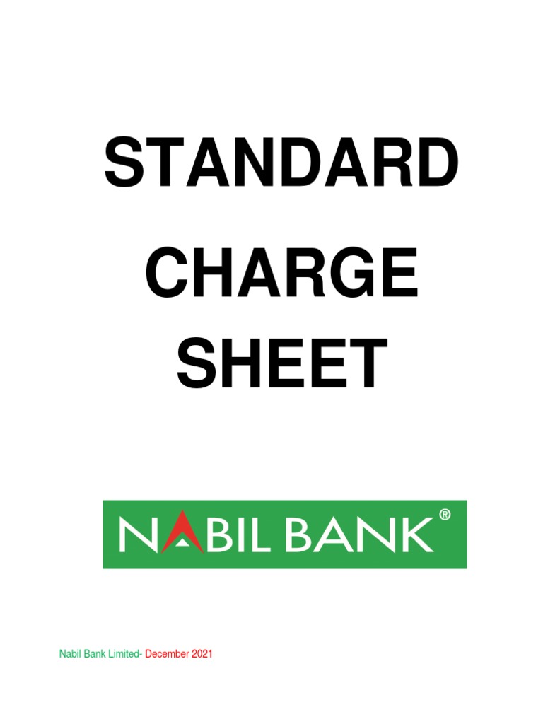 Standard Charges Sheet Comprehensive Listing of Account Operations