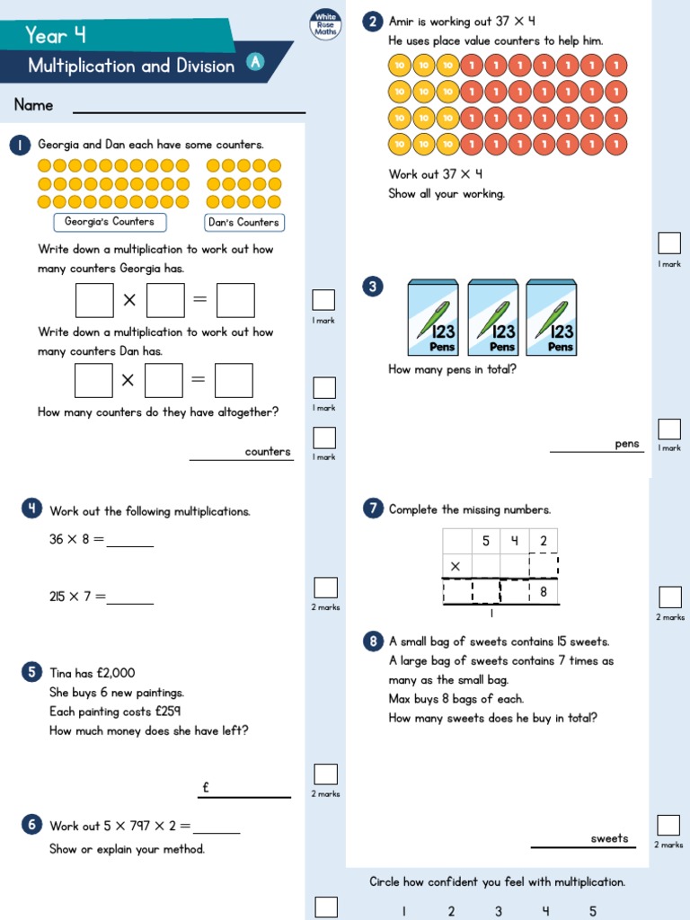 Year 4 Multiplication & Division Assessment | PDF | Mathematics