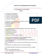 401: Managing For Sustainability MCQS: Dnyansagar Institute of Management and Research