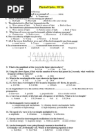 Physical Optics, Mcqs