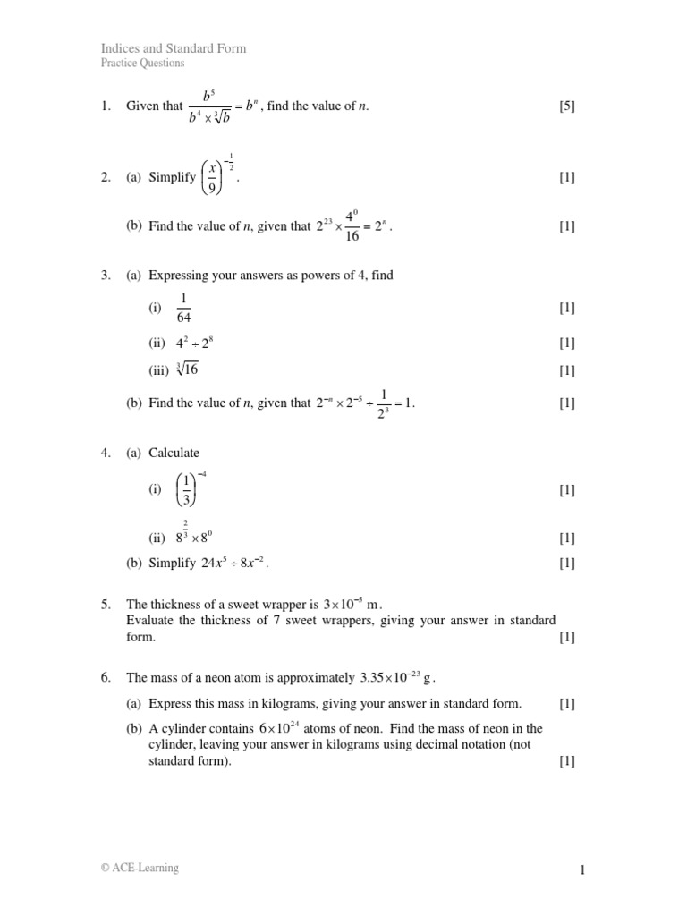 B B B B: Indices and Standard Form | PDF | Mathematics | Numbers
