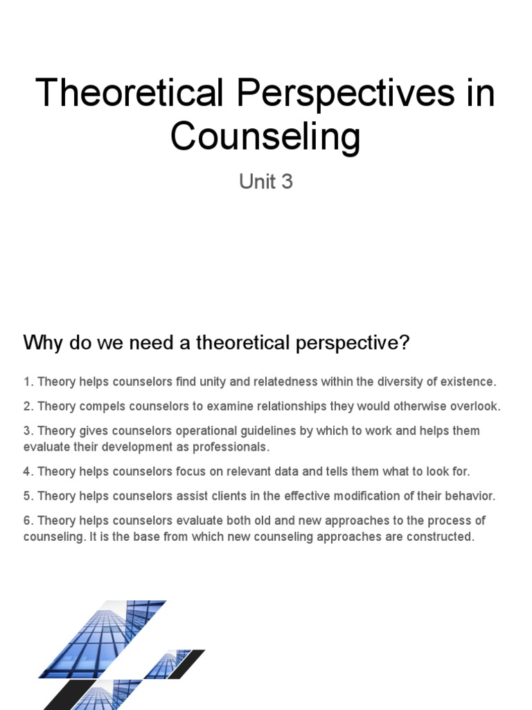 Theoretical Perspectives in Counseling | PDF | Psychoanalysis ...
