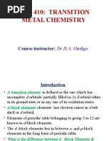 Che 410: Transition Metal Chemistry: Course Instructor