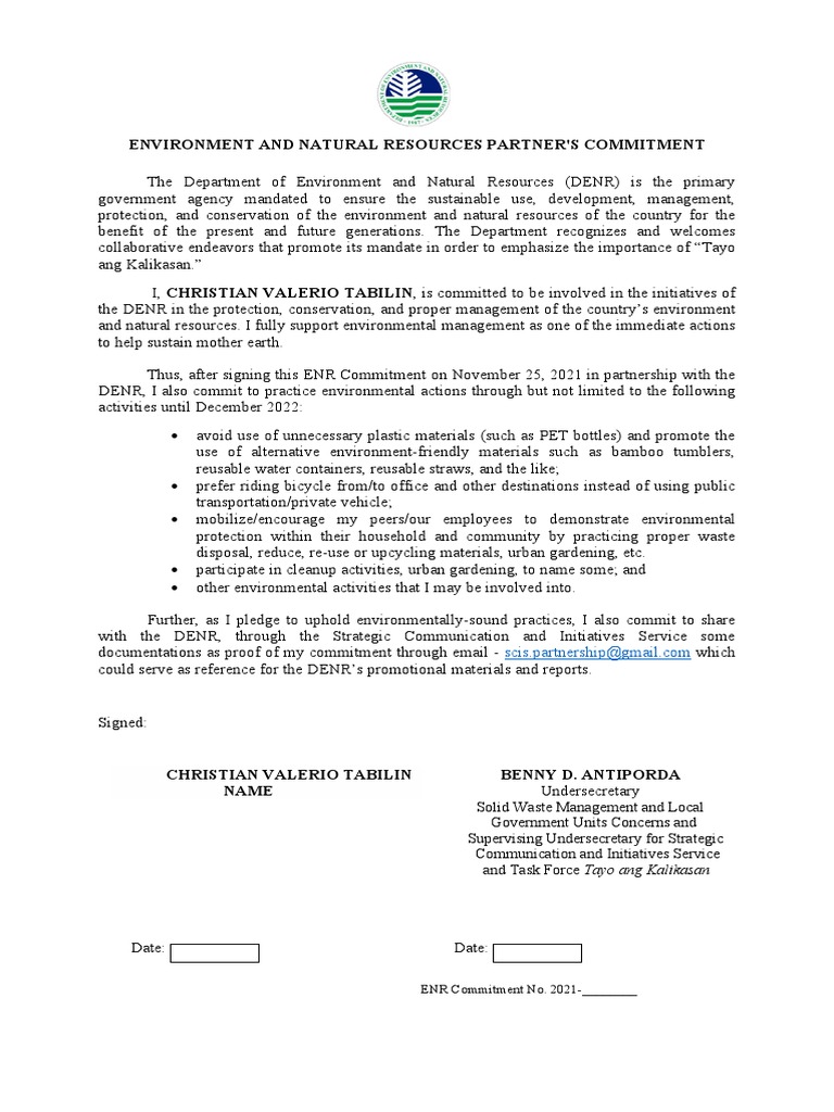 Environmental Commitment Pledge | PDF | Waste Management ...