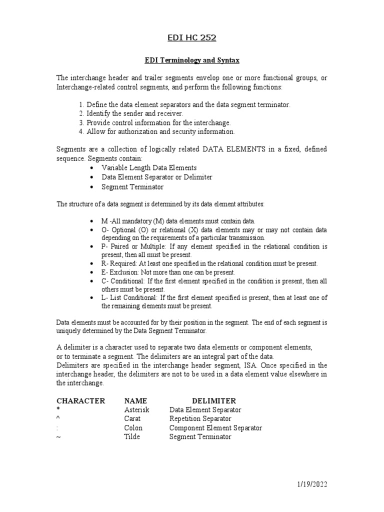 Edi HC 252 EDI Terminology and Syntax | PDF | Electronic Data ...