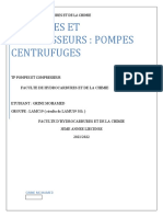 TP Pompes Et Compresseurs: Pompes Centrufuges: Faculte de Hydrocarbures Et de La Chimie