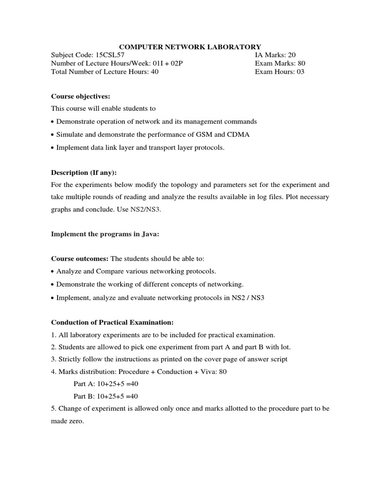 Computer Network Laboratory: Implement The Programs in Java | PDF ...