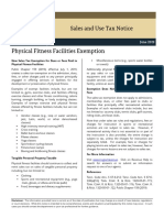 Sales and Use Tax Notice Physical Fitness Facilities Exemption