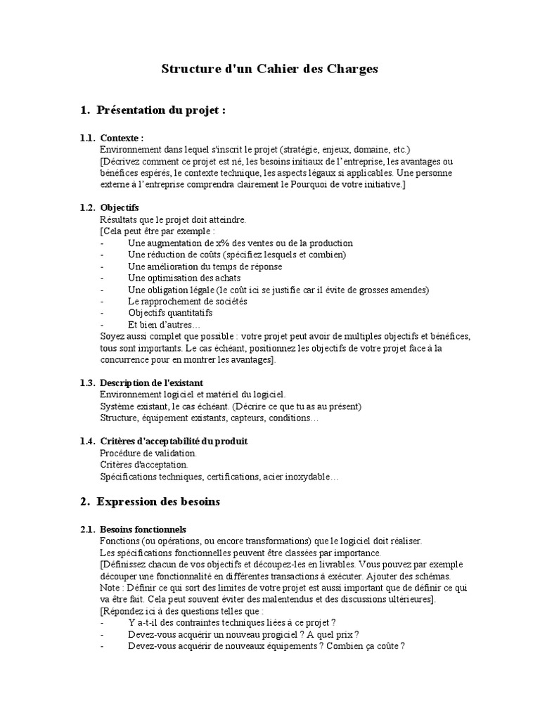 Structure Cahier Des Charges | PDF | Entrepreneur principal