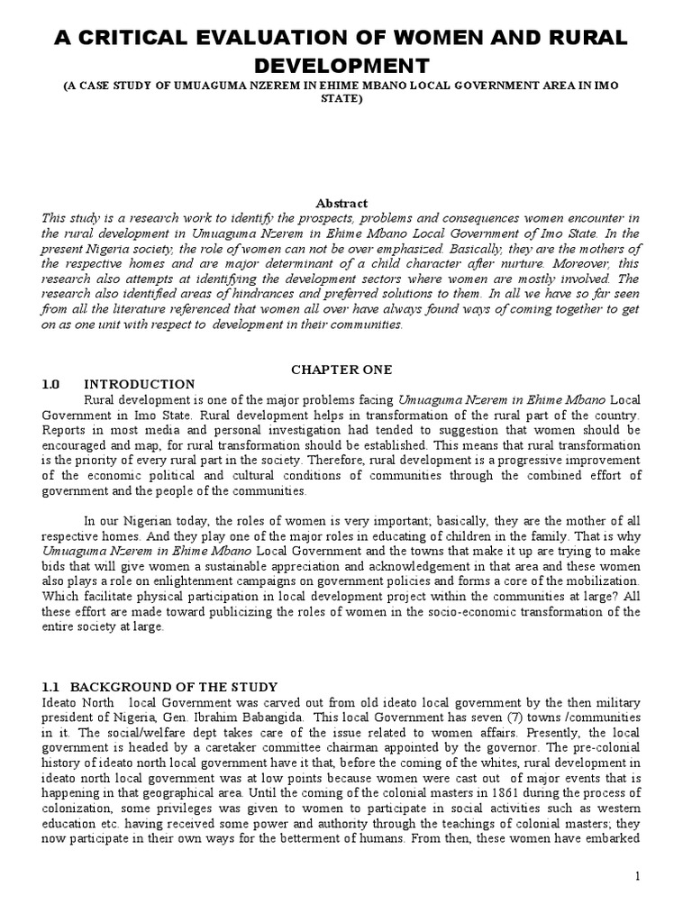 Women’s Role in Ehime Mbano Development | PDF | Data Analysis ...