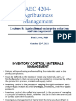 AEC 4204-Agribusiness Management: Lecture 8: Agricultural Enterprise Selection and Management