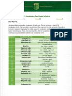 English Department's Vocabulary Per Grade Initiative: Dear Parents